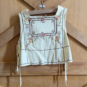 Embroidered Cream Sleeveless Top